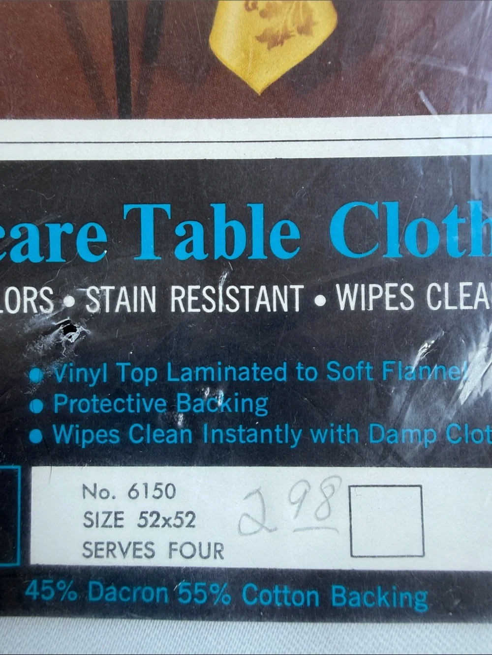 Satinesque Vintage Tablecloth NEW 52x52